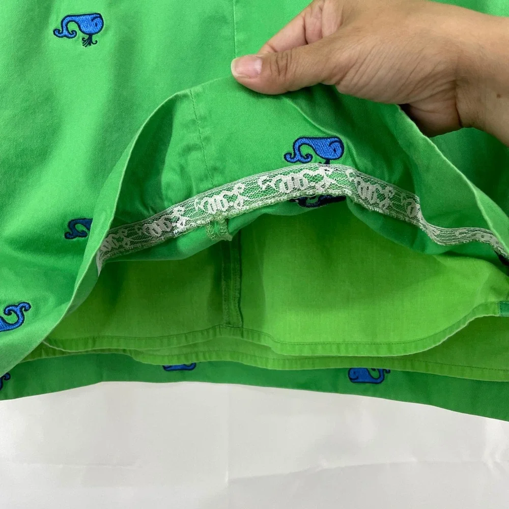 Lilly Pulitzer Vintage Girls Size 7 Shift Dress Green Whale Embroidery Preppy
